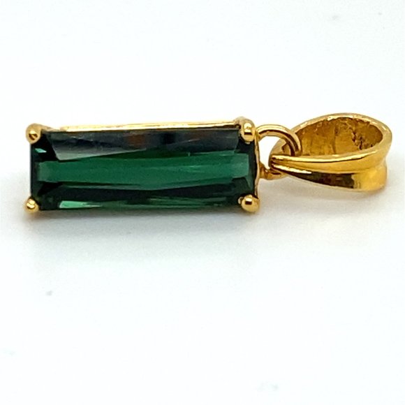 Green Tourmaline 3.10ct Solid 18K Yellow Gold Pendant - Picture 5 of 9